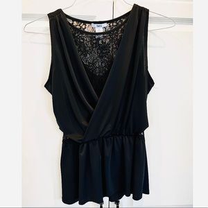 Black peplum tank with lace detailing size medium